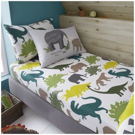 GC GAVENO CAVAILIA Children Dinosaur Bedding | Kids Animal Fitted Sheet Double Bed with Pillowcases | Breathable Toddler Bed Sheets Set Double, Multi