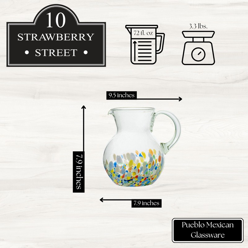 10 Strawberry Street Pueblo Mexican Glassware, Pitcher