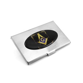 Masonic / Mason Silver Tone Stainless Steel Business Card Holder