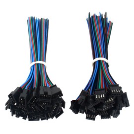 VIPMOON [20 Pairs] 4PIN JST SM Cable Male Female Plug Connector Cable Wire 15cm for 5050 3528 WS2801 RGB LED Light Strip