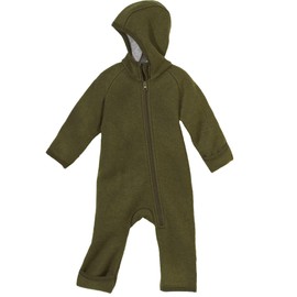 Disana Zip Overall, 100% Organic Merino Wool GOTS, IVN Best | with Hood and Zip | Suitable for Carrying Children | Newborn Baby Toddler Child Unisex | Made in Germany, olive