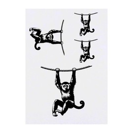 Azeeda 4 x 'Gibbon am Seil' Temporäre Tattoos - Wasserfest, Hautfreundlich & Ungiftig · Transfers in Verschiedenen Größen (TO00075462)
