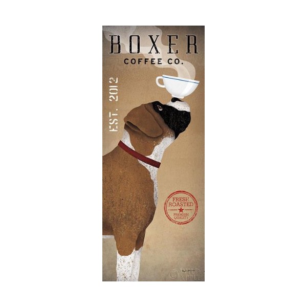 Picture Peddler Boxer Coffee Co. Ryan Fowler Advertisements Vintage Ads Dogs Print Poster (Choose Print or Framed)