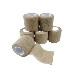 Transun Moo 6 Pack 2" x 5 Yards Self Adhesive Bandage Wrap Breathable Cohesive Vet Wrap for Pets, Elastic Self-Adherent Tape for Sports, Wrist, Ankle ( Skin Color)