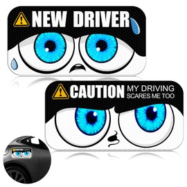 2 Pack Set 4.3"X8.6" Funny Car Magnets,New Driver Magnet for Car,Bumper Student Driver Reflective Sign for Most Cars，Funny Car Exterior Accessories