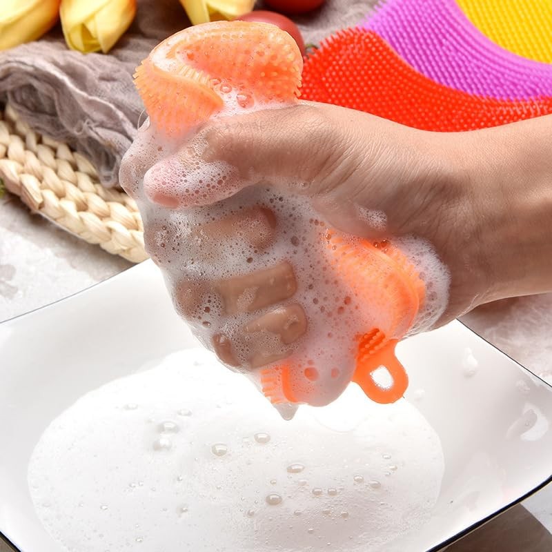 6 PCS Silicone Dish Sponges, Super Durable Safe and Dry