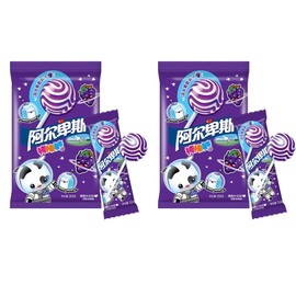 Alpenliebe Milky Lollipops Hard Candy Bundle 2-Pack Various Fruity Flavors Individually Wrapped, 20 Lollipops (Dual Flavor (2 Packs))