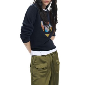 Desigual Donna Felpa con ricami a forma di cuore.