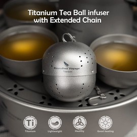 Boundless Voyage Titanium Tea Ball Infuser for Loose Tea Lightweight Tea Strainers Tea Steeper Fine Holes Tea Filter with Extented Chain Hook