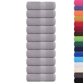 vidaXL Guest Towels, Pack of 10, Grey, 30 x 50 cm, 360 g/m², 100% Cotton, Guest Towel, Bath Towel, Bath Towel Set, Hand Towel, Face Towel, Hand Wash Cloth