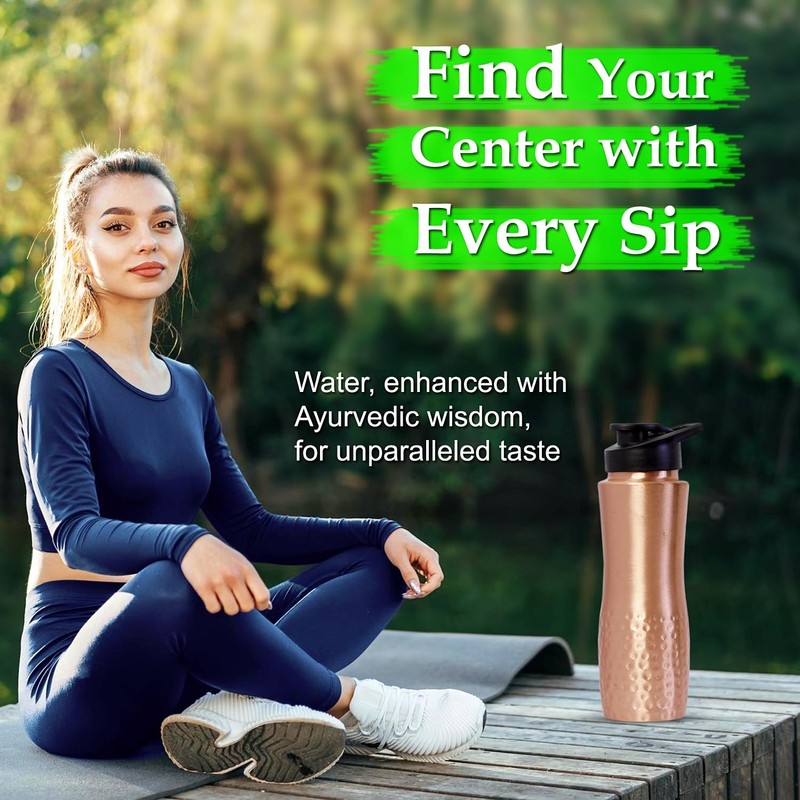 COPPAYA Pure Copper Water Bottle with Sipper, 900ml Capacity (30.4