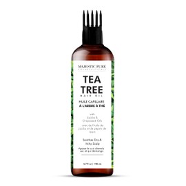 MAJESTIC PURE Tea Tree Oil for Hair | With Argan, Jojoba & Grapeseed Oils | Soothes Itchy Scalp & Fights Dandruff | Non GMO Verified | 6.7 fl oz