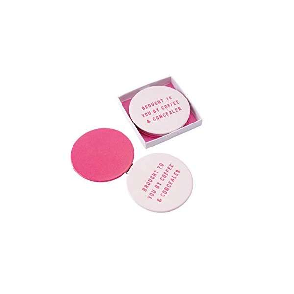 CGB Giftware | Compact Mirror | 2 Varied Magnifications | My Thoughts Exactly 'Brought to You by Coffee and Concealer' Ladies | Comes Gift Boxed