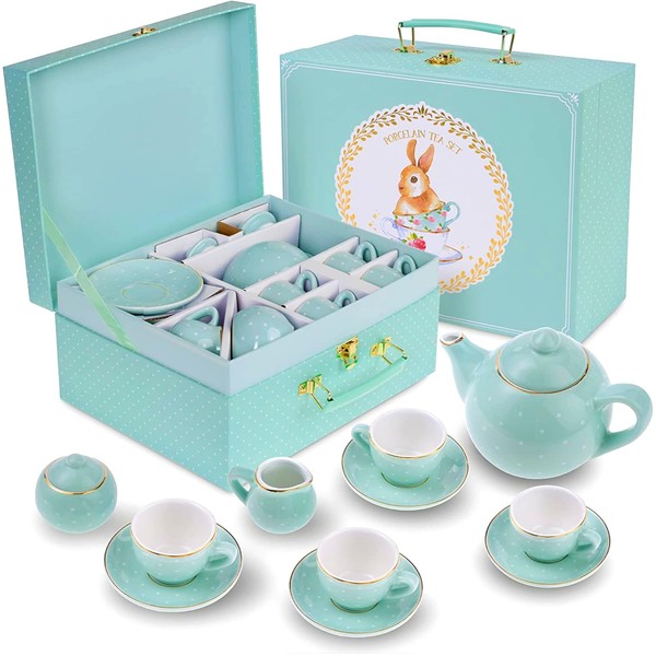 Jewelkeeper 13 Piece Toddler Porcelain Tea Party Set - Exquisite