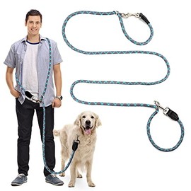 Correa Multifuncional Manos Libres para Perro, Correa Reflectante de Cintura para Pasear, Cruzada y Ajustable para Entrenamiento, de Nailon para Perros Grandes y Pequeños, Gris, Azul