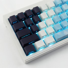 Tsungup PBT Keycaps,Side Printed Keycaps 131 Keys Custom Dye Sub Keycaps 75 Percent,Shine Through Keycap Set Gradient Blue Keycaps Cherry Profile Keyboard Key Caps for Mechanical Keyboards