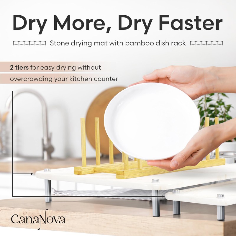 CanaNova 2Tiers Small Large Stone Drying Mat for Kitchen Counter