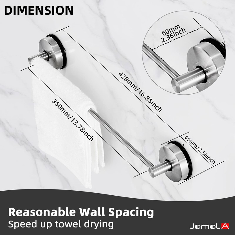 JOMOLA Towel Bar Suction Hand Towel Rack for Bathroom Stainless