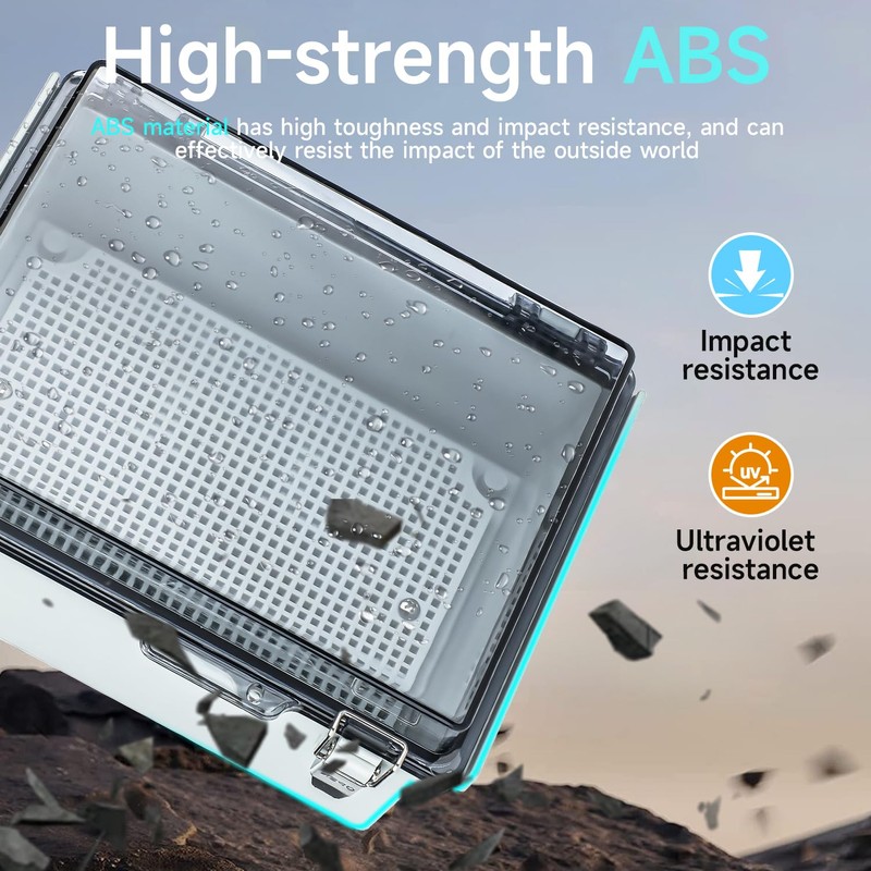 Large Waterproof Electrical Junction Box, IP67 Waterproof Clear ABS Plastic