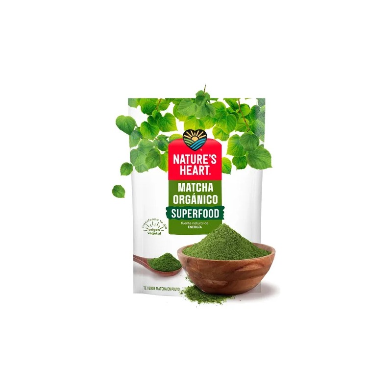 Matcha Orgánico Antioxidante Nature's Heart Superfood Bolsa Resellable de 100g