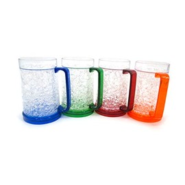 Plastic Freezer Beer Mugs with Gel by Trademark Innovations (Set of 4)