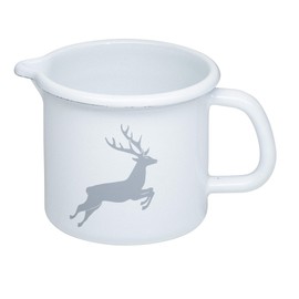 Riess, 0039-067, Sippy Pot 10 0.75 L, Country Deer Grey, Diameter 10 cm, Height 10.0 cm, Capacity 0.75 Litres, Enamel, White with Grey Stag 0.322 kg, 16.3 x 11.3 cm Induction