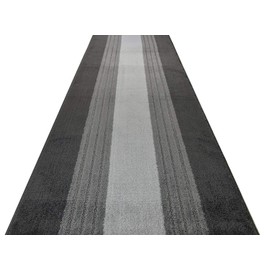ORFA HOME Custom Cut Hallway Runner Rug, Slip Resistant, 31 Inch Wide X Your Choice of Length, Lines Anthracite, 31 Inch X 5 feet