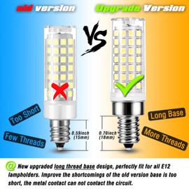 ALIDE E12 75 Watt Replacement LED Candelabra Bulbs C7,6000K Daylight Bright Cool White,800LM T6 7.5W LED E12 Chandelier Light Bulbs for Ceiling Fan Pendant Lighting,Non-dimmable,6 Pack