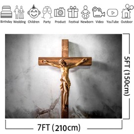 Jesus on The Cross Crucifixion of Jesus Christ Background Religion Belief Church Event Party Supplies Banner Photography Background Easter Christian Religious Belief Church Event Party Decor 7x5ft (L)