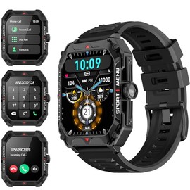 Reloj inteligente militar para hombres (responder y hacer llamada) Reloj inteligente de 2 pulgadas con frecuencia cardíaca y oxígeno en sangre,...    