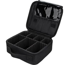Estuche de Maquillaje de Viaje Portátil Profesional, Bolsa de Cosméticos Impermeable con Divisor Ajustable Adecuada para Cosméticos, Cepillo de Maquillaje（Negro）