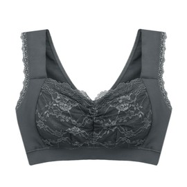 Two Hatch 8815 Night Bra, Hookless, For Nursing, Maternity Wireless, High Armpits, Large Sizes, charcoal gray, S