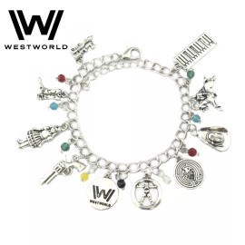 Athena Westworld (10 Themed Charms) Assorted Metal Charm Bracelet