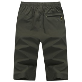 MAGCOMSEN Men's Capri Pants with Pockets, Sweat Absorbent, Quick Dry, Lightweight Shorts for Sports, Outdoors, Climbing, Fishing, Cycling, Beaches - armygre