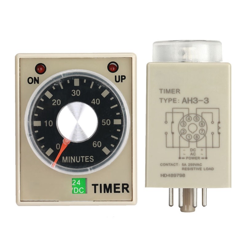 24VDC 60Minutes Power On Delay Timer Time Relay AH3-3(60M)