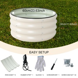 Toboom Galvanized Raised Garden Bed Kit Outdoor Metal Garden Planter Box for Backyard Gardening, Planting Vegetables, and Patio (Dia23.6"x11.8")