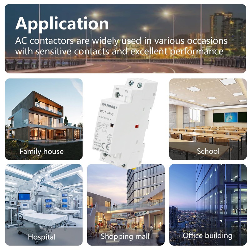 Wengart Home AC Contactor WCT-20, 2NC AC24V 20A, Precision Control