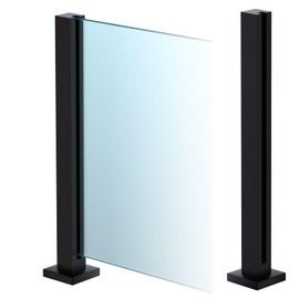 CVTER Glass Railing Post, 41.3"/304 Stainless Steel/Black Glass Railing with T Spigot Slots&Base, Glass Railing System Clamp Bracket for Balustrade, Balcony, Stairs, Deck, Patio, 105cm