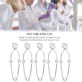 5Pcs Spring Test Tube Clamp Test Tube Tongs Steel Clip Clamp Holder Testing Tube Holder Laboratory Experiment Tool Length 14.5cm/5.7in