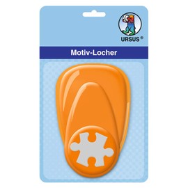 Hole Punch with Lever, Medium, Puzzle, Approx. 25.4 mm Orange