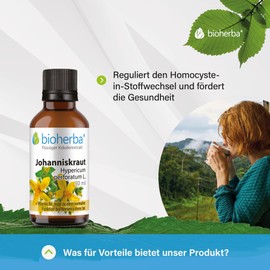 BIOHERBA St. John's Wort Drops, Extract Tincture 50 ml - Hypericum Perforatum L. - Supports Nervous System, Homocysteine Metabolism and Red Blood Cell Formation - With Vitamin B6 - PZN 17187391