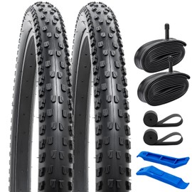 YUNSCM 2-PCS 27.5" Bike Tires 27.5x2.10/54-584 and 27.5" Heavy Duty Bike Tubes Schrader Valve with 2 Rim Strips Compatible with Mountain Bike 27.5x2.0/2.1/2.125 Bicycle Tires and Tubes(Y-771)
