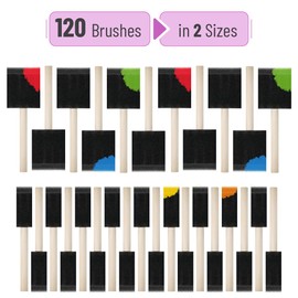 Bates Foam Paint Brushes, 120 Pack, 1" & 2", Sponge Brushes for Painting, Staining, and Mod Podge - Paint Sponges