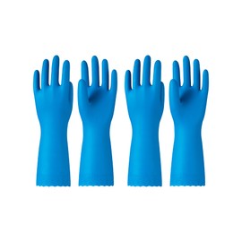 PACIFIC PPE 2 Pairs Reusable Dishwashing Cleaning Gloves with Latex Free, Cotton Lining, Kitchen Gloves, Blue, Large