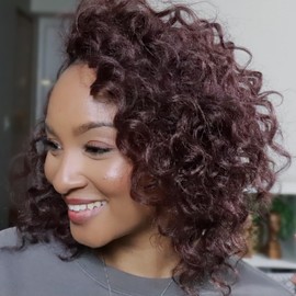 Toyotress Ocean Wave Crochet Hair - 12 Inch 8 Packs Burgundy Ocean Wave Braiding Hair, Beach Curl Deep Twist Water Wave Short Curly Synthetic Hair Extensions (12 Inch, 99J-8P)