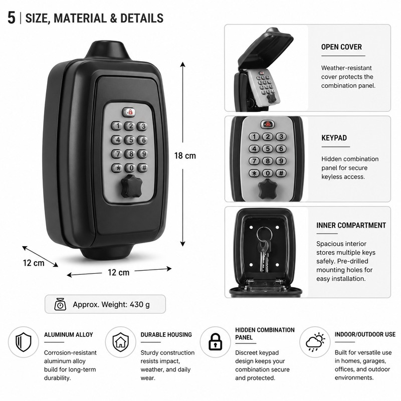 Wall Mounted Key Lock Box for Home & Office –
