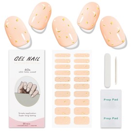 JMEOWIO Gel Nail Stickers Moon Star Semi Cured Gel Nail Strips Wraps UV/LED Nails Art Design Decoration Accessories