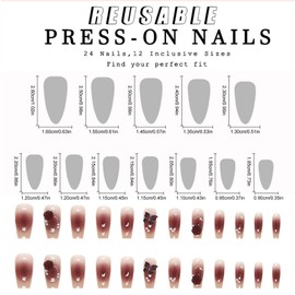 TELAIN Glittering Coffin Shaped Nail Clips, False Nail Tips, Full Coverage, Medium, Gradient Folding Nails for Women and Girls, 24 Pcs (Red Coffin)