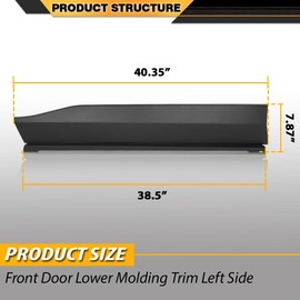 Front Door Lower Molding Trim Left Side Compatible with Toyota RAV4 2019-2022 75074-0R070, 750740R070, TO1304111