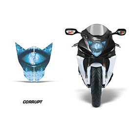 AMR Racing Sport Bike Headlight Eye Graphics Decal Cover Compatible with Suzuki GSXR 750R 2011-2014 - Corrupt Blue